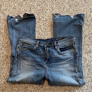 Blank NYC Distressed Blue Ankle/cropped Jeans with raw hem